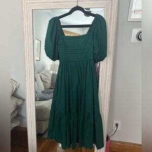 A&F EMERSON POPLIN PUFF SLEEVE MIDI DRESS SIZE XS